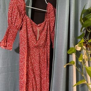 Brand new, long, mid long sleeve red summery dress
